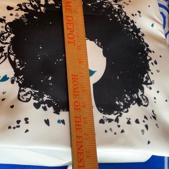 Hearts & Curls Cream/Black/Teal Tote Bag, NWT - Picture 11 of 14